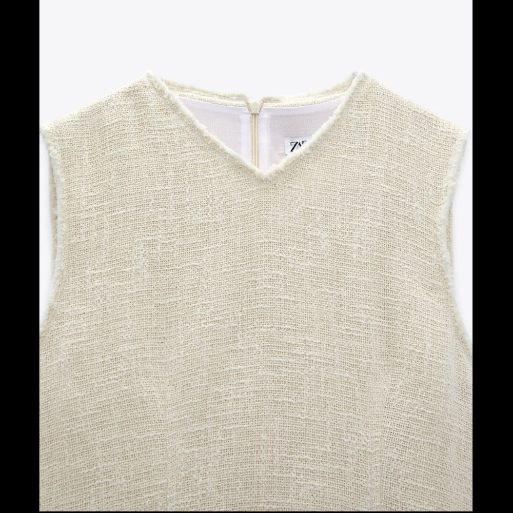 Zara frayed textured midi dress, rustic, neutral - Picture 9 of 12